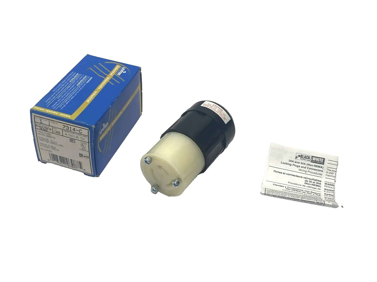7314-C | Leviton  Locking Connector, 3-Pole 3-Wire 20A 125/250V #18-10 AWG - New