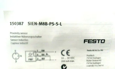 NEW FESTO SIEN-M8B-PS-S-L PROXIMITY SENSOR 150387 SIENM8BPSSL