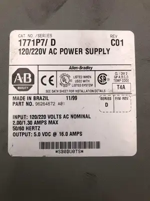 Allen-Bradley 1771P7/D Rev C01 120/220V AC Power Supply Series D