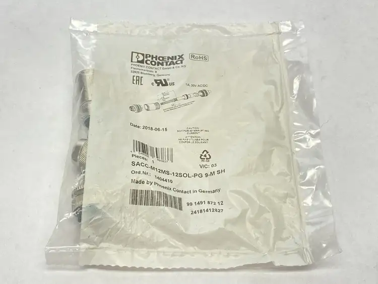 New | in-Stock PHOENIX CONTACT CONNECTOR M12 12-PIN A-CODE 1404410 Electrical Fittings Michigan US | Maverick Industrial Sales #1090187