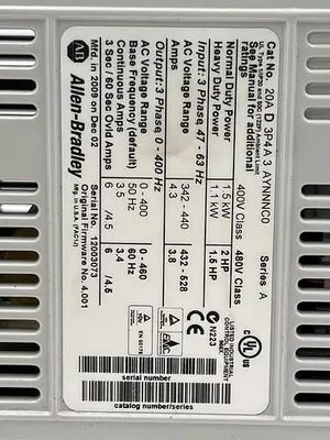 Used ALLEN-BRADLEY ALLEN-BRADLEY 20A D 3P4A3 AYNNNC0 SER A 20-HIM-A3 SER B Variable Speed Drives | ND Industrial Surplus #1214308