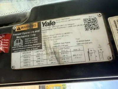 Used 2022 YALE GDP360EF Internal Combustion Forklifts: Pneumatic Tire Illinois US | Somerset Equipment Sales #1546180