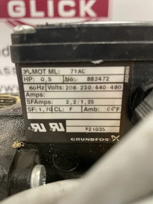 Grundfos CH2-20 A-W-A-CVBV K43Z70302 0.5HP Booster Pump 13GPM 145psi 56ft Head