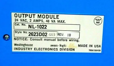 NEW WESTINGHOUSE NL-1022 OUTPUT MODULE 2623D02 REV.18 NL1022