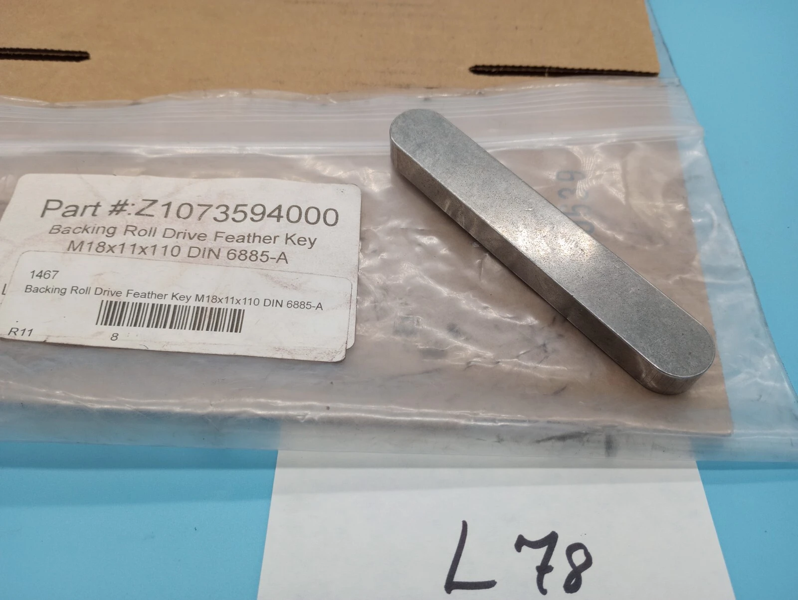 PARALLEL KEY HIGH TYPE DIN 6885-A M18X11X110 BACKING ROLL DRIVE FEATHER KEY