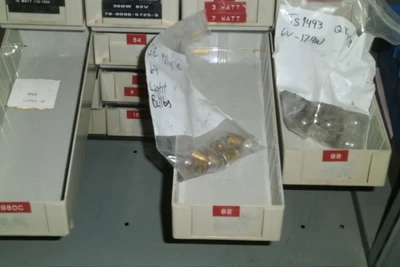 Small lot of Bulbs with 16 Drawer Cabinet