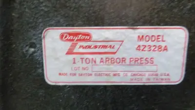 Press, Arbor, Dayton, Hand Bench, Heavy Duty, 1 Ton #S743520