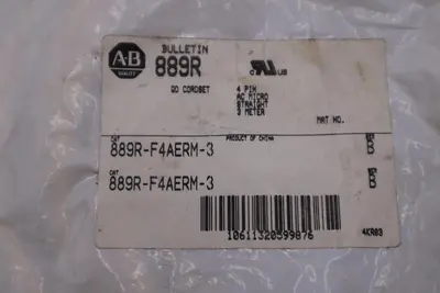 ALLEN BRADLEY 889R-F4AERM-3 PATCHCORD: AC MICRO FEMALE STRAIGHT STOCK H1534