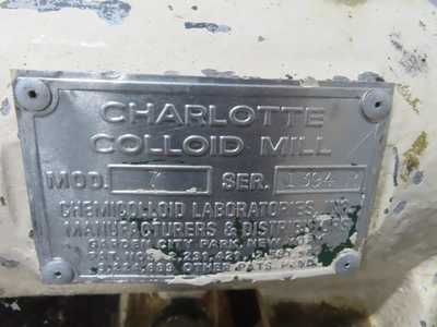 10 hp Charlotte Colloid Mill, inline, Model 7