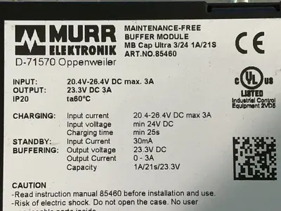 Used MURR ELEKTRONIK 85460 PLC Power Supplies Ohio US | HGR 24 #1572217