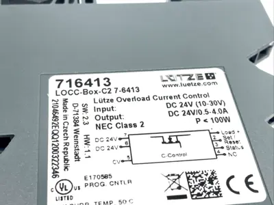 Lutze 716413 Load Monitoring Overload Current Control LOCC-Box-C2 7-6413 - New Other