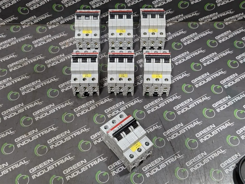 Lot of 7 ABB S203-K32 Three Pole Circuit Breakers 32A 400VAC Used