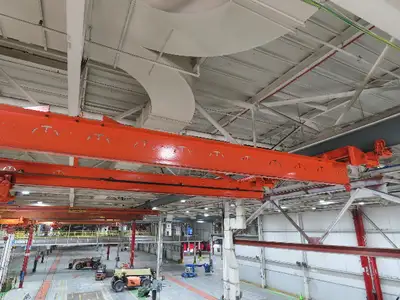 Cleveland Tramrail P&H 7.5 Ton Double Girder Bridge Crane 28' Span w/Remote