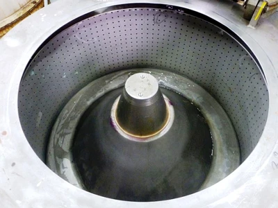 Sangerhausen FZPO 850C perforate basket centrifuge, 316SS.