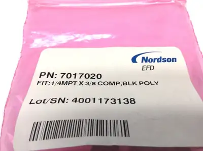 New | in-Stock Nordson EFD 1/4 MPT X 3/8 Compression Black Poly Valve Fitting Valves/Fittings Michigan US | Maverick Industrial Sales #1390587