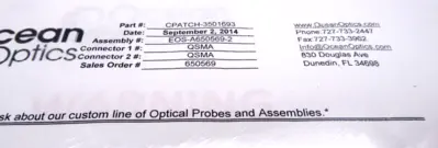 NEW OCEAN OPTICS CPATCH-3501693 CABLE TYPE UV-VIS CPATCH3501693
