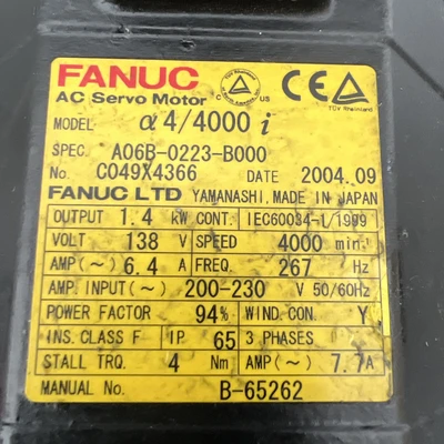 Used FANUC A06B-0223-B000 Servo Motors California US | Davliegogo LLC #1705463