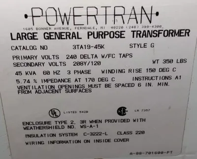 POWERTRAN 3TA19-45K Miscellaneous, Transformers | Machinery Central (2)