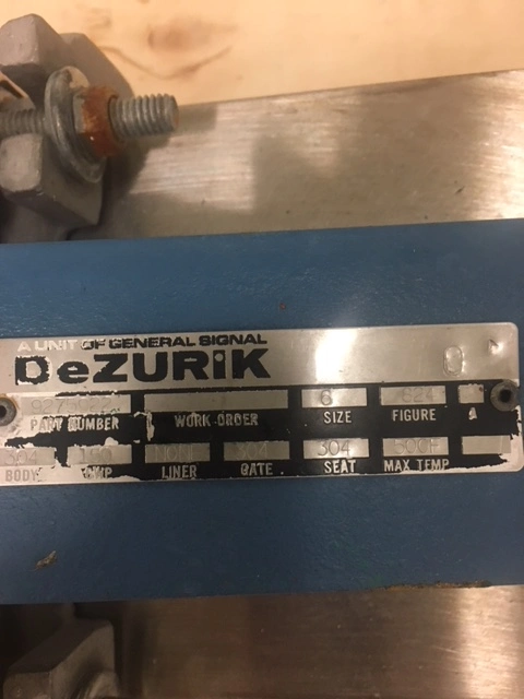 Dezurik 6"-150 Knife Gate Valve Hand Wheel Operated