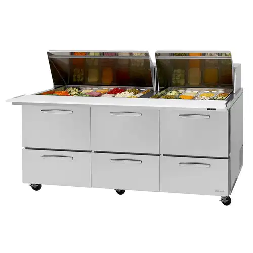 Turbo Air PST-72-30-D6-N 72 5/8" PRO Series Mega Top Sandwich/Salad Prep Table w/ Refrigerated Base, 115v