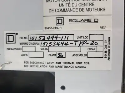 USED SQUARE D MODEL 6