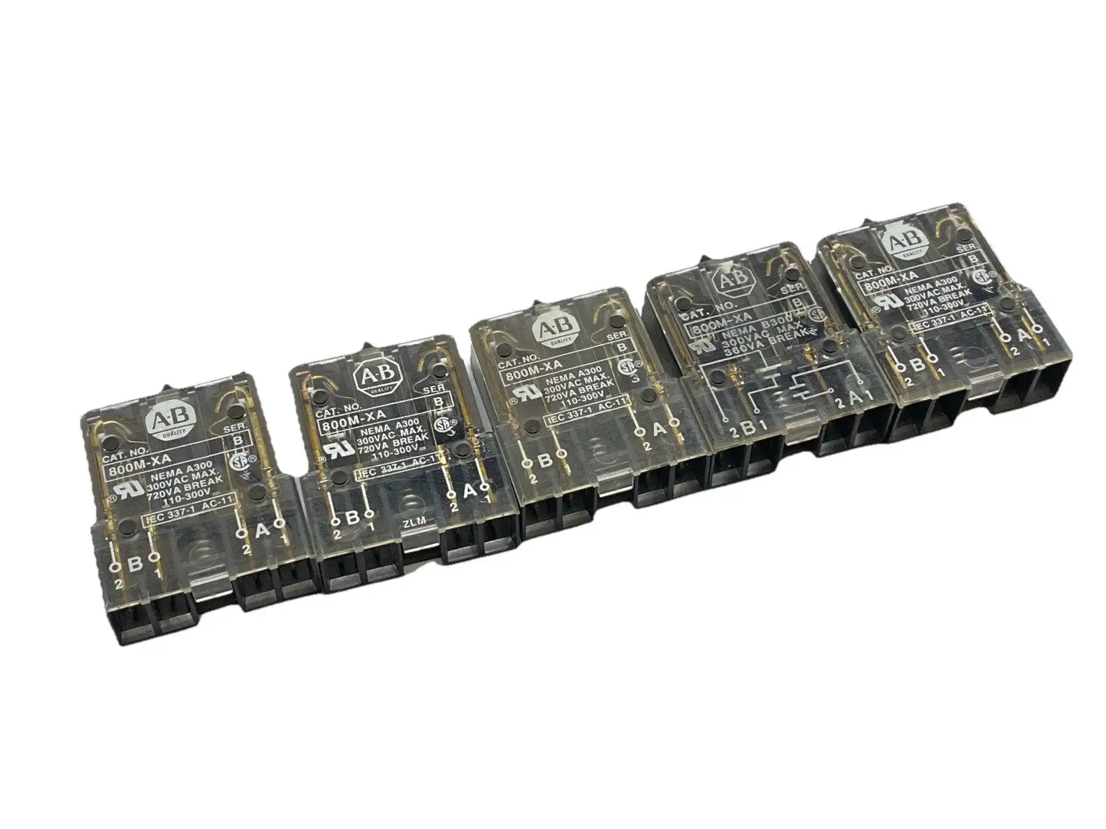 800M-XA | Allen Bradley  Ser B Contact Block 110-300V LOT OF 5 - Used