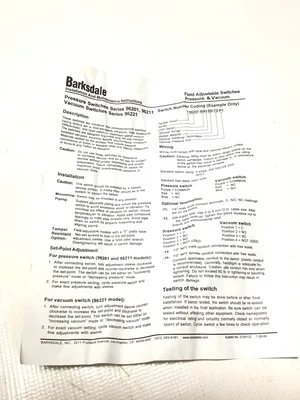 Barksdale 2009665 – 31-F-6 Pressure Temperature and Vacuum Switches