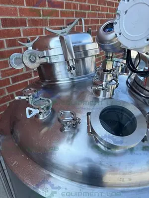 USED PRECISION STAINLESS 500 LITER STAINLESS STEEL JACKETED REACTOR  W/ 0.5 HP MIXER