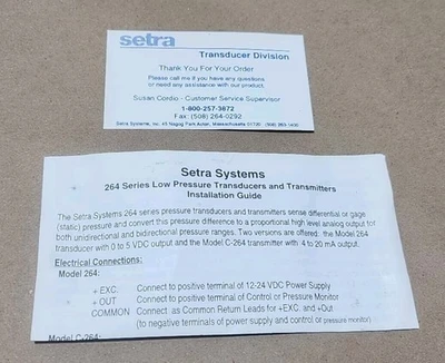 New | in-Stock Setra 264120-14 Sensors Indiana US | J&J Industrial Supply #540695