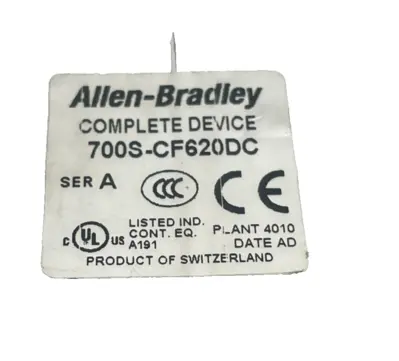 USED ALLEN BRADLEY 700S-CF620DC SAFETY CONTROL RELAY SER.A 700SCF620DC