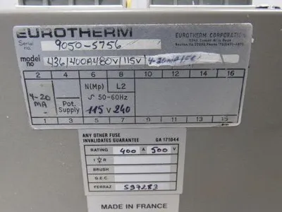Eurotherm 436/400A480V Power Control Thyristor Unit 115V/1.5V/FC