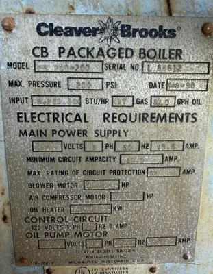 Used 1990 CLEAVER BROOKS CBEX-E-700-700-150ST Boilers Texas US | C3 SURPLUS LLC #1399308