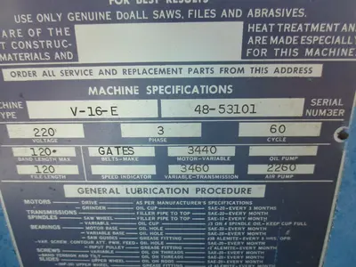 Used DOALL V-16E Vertical Band Saws California US | TNT Industrial #1445845