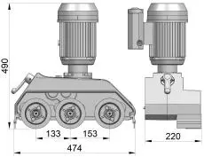 Steff 2038 3-Roll 8-Speed Feeder With Stand