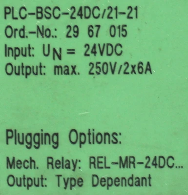 Phoenix Contact PLC-BSC-24DC/21-21 Solid State Relay 24 V, 250 Vac, 6A