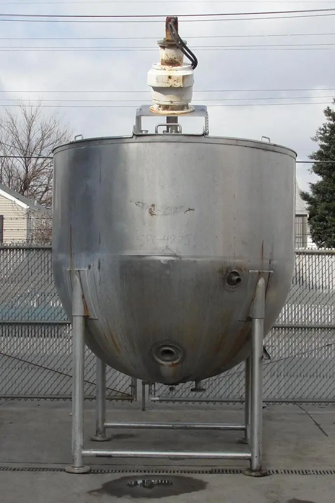 SPC4875  Kettle 1000 gallon Lee hemispherical bottom kettle, anchor sweep agitator, 40 psi jacket rating, Stainless Steel