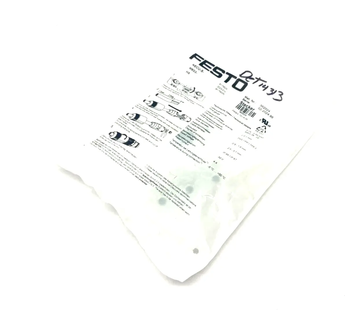 New | in-Stock FESTO FIELD WIREABLE CONNECTOR M8 3-PIN Connector Accessories | Maverick Industrial Sales #1111794
