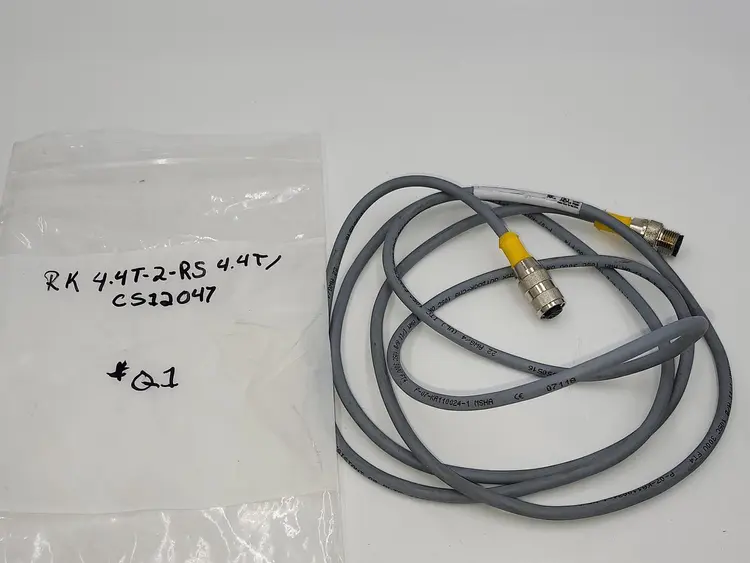 Used TURCK TURCK RK 4.4T-2-RS 4.4T CORDSET, M12 MALE TO M12 FEMALE, GRAY, 4 COND. 7' LONG Cable & Wire | ND Industrial Surplus #1211433