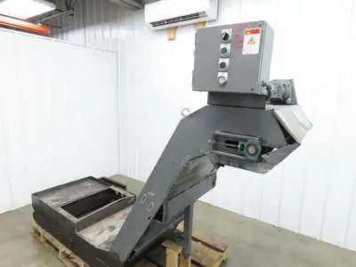 Enomoto 37"W x 8' 4" Chip Conveyor 26"Belt 46" Discharge 220V *READ*