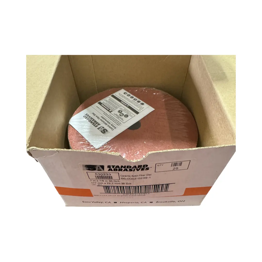 Standard Abrasives 7" x 7/8" Resin Fiber Sanding Discs 36 Grit Ceramic 25 Pack