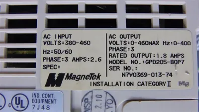 Magnetek GPD205-B0P7 Variable Frequency Drive 3/4 HP 380-460V Used