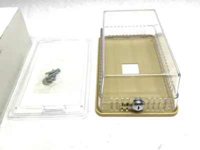 USED INTERSTATE ELECTRIC LOCKING THERMOSTAT GUARD/COVER, CLEAR, PLASTIC