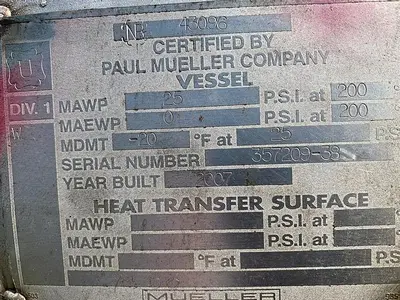 Tank, 1,500 Gallon, S/st, 4' x 18', 25 PSI, Coalescer Tank #S743658