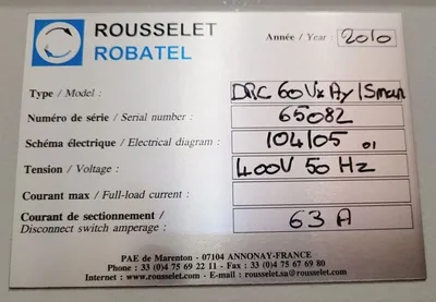 (2) Rousselet Robatel DRC 60 Vx AV 1S man vertical peeler centrifuges, 316L SS.