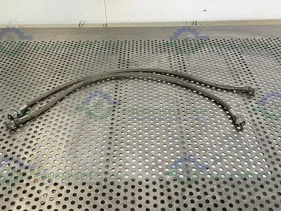 USED 24" STAINLESS STEEL BRAIDED HOSE W/ 1/2" NPT FITTING