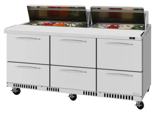 Turbo Air PST-72-D6-FB-N 72 5/8" PRO Series Mega Top Sandwich/Salad Prep Table w/ Refrigerated Base, 115v