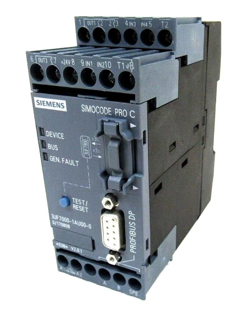 USED SIEMENS 3UF7000-1AU00-0 MOTOR PROTECTION MODULE 3UF70001AU000