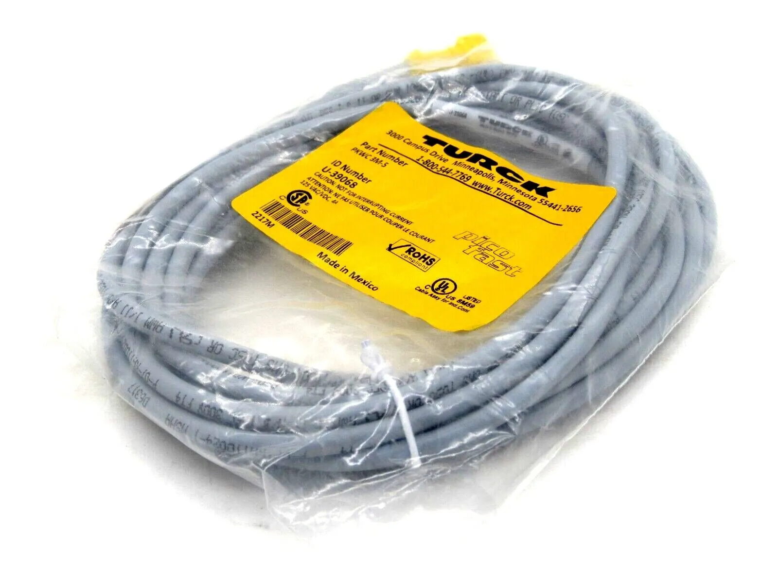 NEW TURCK PKWC 3M-5 CORDSETS U-39068 PKWC3M5