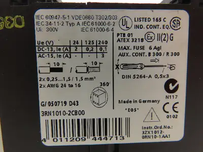 Siemens 3RN1010-2CB00 Thermistor Motor Protector 24V AC/DC 1NO 1NC Lot of 2