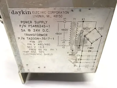 Used Daykin Power Supply 24VDC 5A w/ TA200N-3517-1 Transformer .2kVA DC Power Supplies Michigan US | Maverick Industrial Sales #1475348